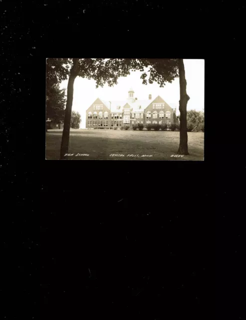 RPPC Crystal Falls, MI Michigan, High School ca 1950