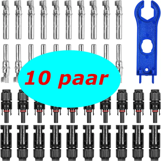 10 Paar Solarstecker MC- 4 Stecker Solarkabel 4/6mm² Buchse Kupplung Verbinder