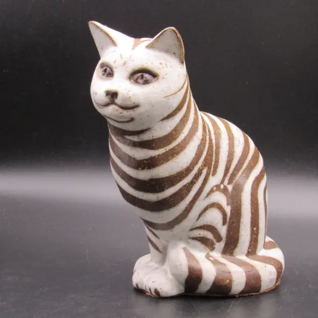 Anderson Design Cat Figurine, 7" Brown with White Stripes, Studio Art Pottery