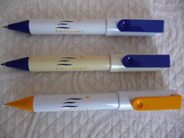 EUROSTAR : lot de 3 stylos publicitaires signés EUROSTAR (2 billes et 1 porte-mi 2