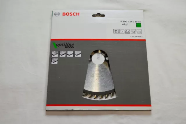 BOSCH CIRCULAR SAW BLADE 190 mm x 2.6 x 30 mm 48 TEETH 2608640617 Optiline Wood