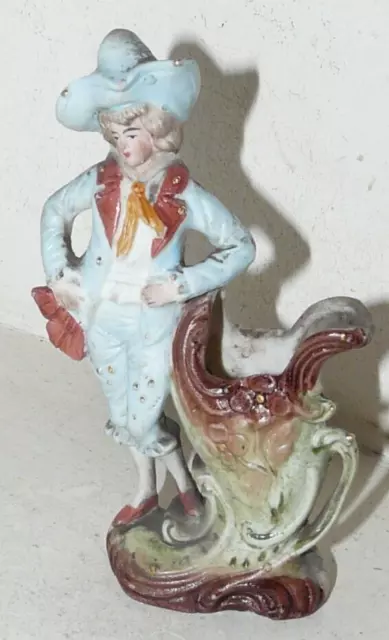 Jeune Garcon Petite Bouquetiere En Biscuit Polychrome Ancien