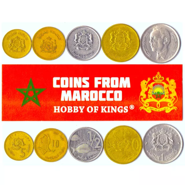 5 Moroccan Coins Different North African Collectible Coins Foreign Currency