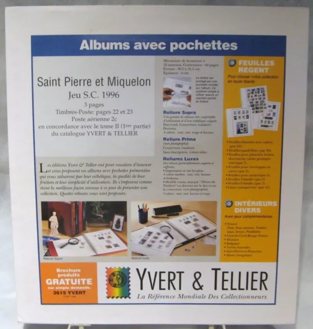 Yvert et Tellier - JEU ST PIERRE et MIQUELON S.C. 1996 (Avec Pochettes)
