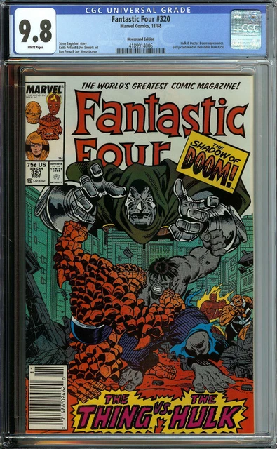 Fantastic Four #320 Cgc 9.8 White Pages // Newsstand Edition Marvel Comics 1988