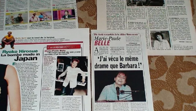 NEW !! Lot ARTICLES de PRESSE - Chanteuse -- MARIE PAULE BELLE --  4 Articles !