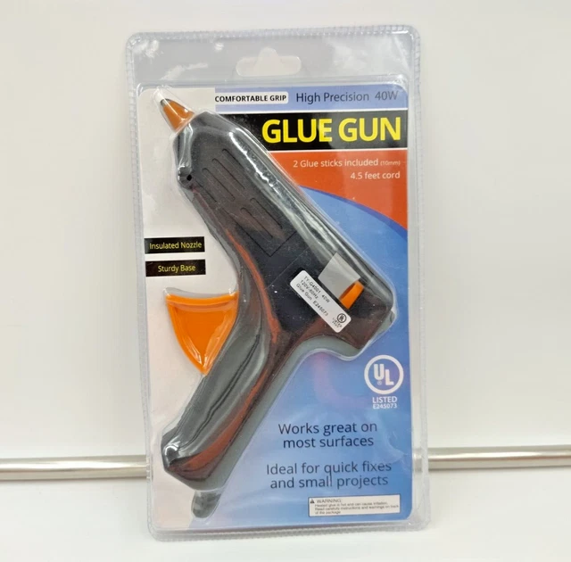 Pistola de pegamento grande de 40 W, 2 palos, UL, punta de manga de silicona protege contra quemaduras accidentales