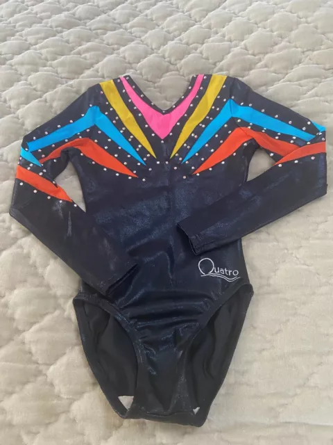 Girls Quatro long sleeved gymnastics leotard, immaculate condition.Size INT 5-6