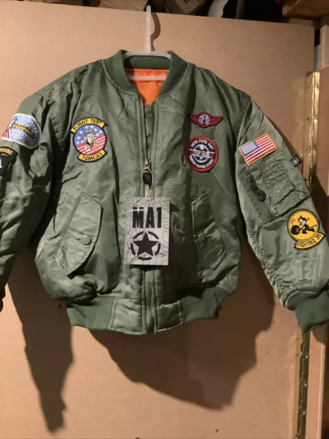 Kids US MA1 Flight Jacket Army Air Force Bomber Jacket, Size SMALL 5-6 Years