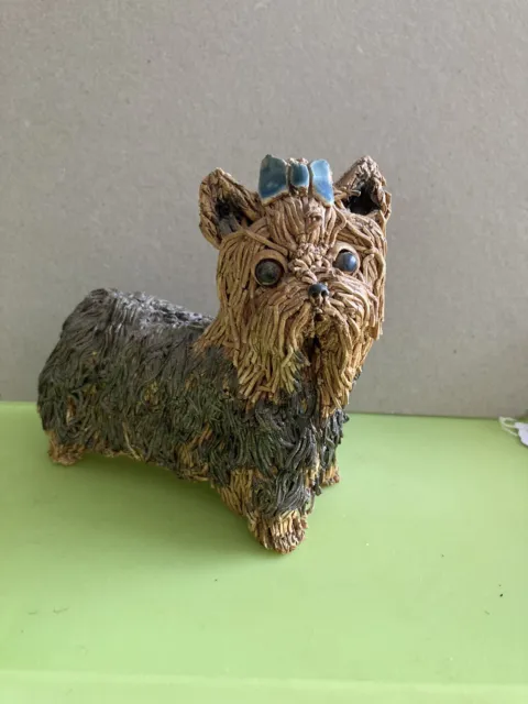 Vintage Spaghetti Pottery Yorkshire Terrier Dog Figure,Ornament,Yorkie,Yare?