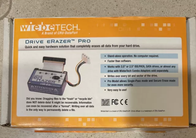 WiebeTech Drive Erazer  Pro Model DRZR- Hard Drive Data Eraser IDE & SATA