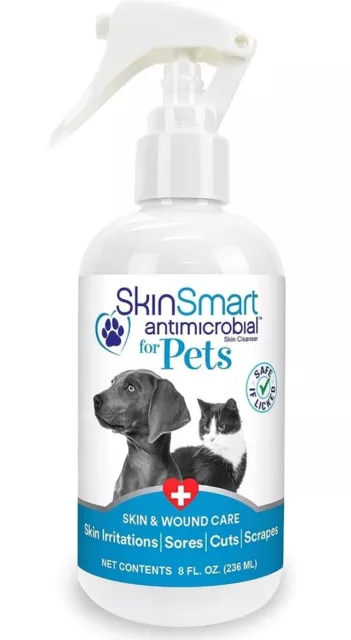 Skinsmart Antimicrobial Skin Wound Care Spray Exp 06/2025 Dog Cat Sores Cuts 8oz