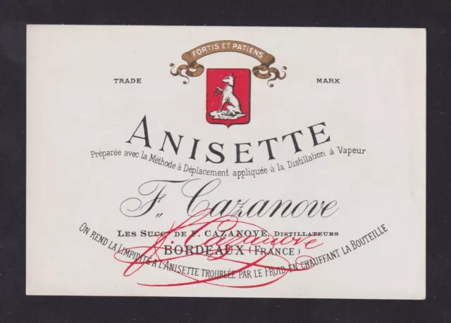 Ancienne   étiquette alcool  France BN153455 Anisette