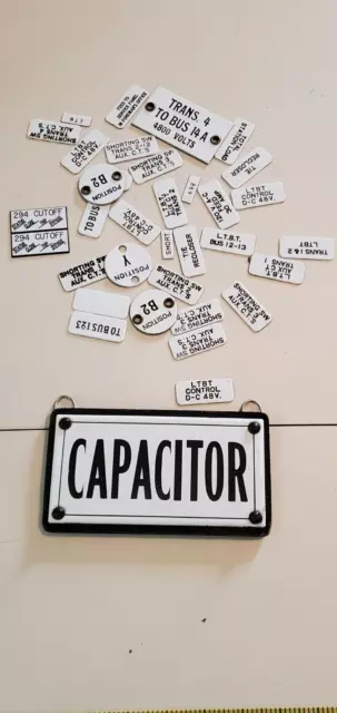 vintage enamel capacitor signs