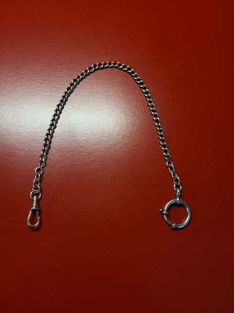 Chaîne Sautoir Ancienne Pour Montre De Gousset En Argent Massif - Longueur 115cm - Occasion