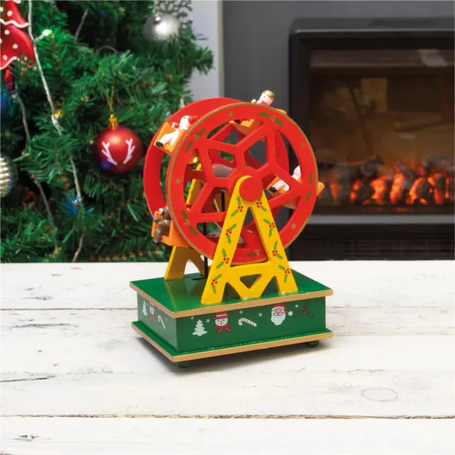 Musical Ferris Wheel Christmas Decoration Wind Up Ornament Santa
