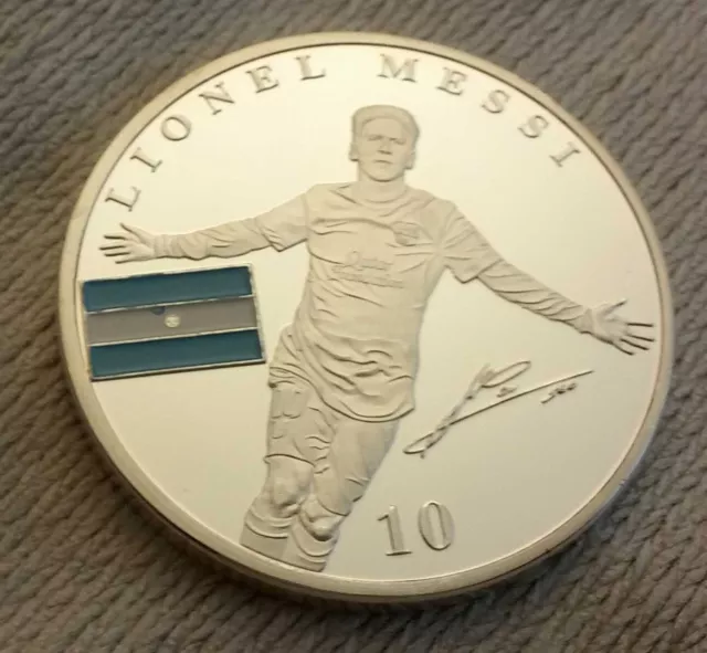 Lionel Messi Barcelona Silver Coin Argentina Signed Nou Camp Catalonia Spanish