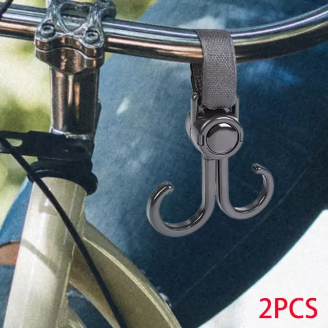 2Pcs Stroller Hooks Rotatable Stroller Hanger for Dormitory Bike Grocery Bag