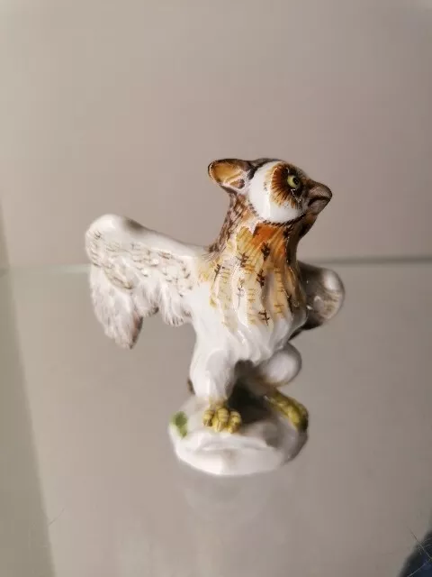 Meissen Figur Vogel Eule Schleiereule 1.Wahl Farbig staffiert Rar Modell 77140