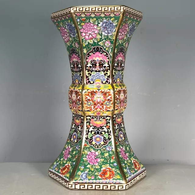 Collect Chinese Enamel cloisonne color Porcelain Handmade Exquisite Flower Vase