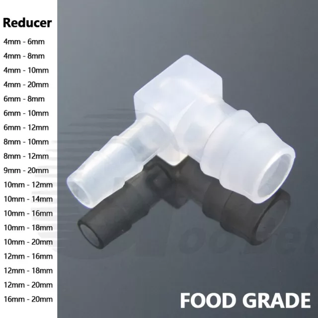 90 Degree Elbow Hose Joiner Reducer Plastic Barbed Connector Pipe Air Fuel Water