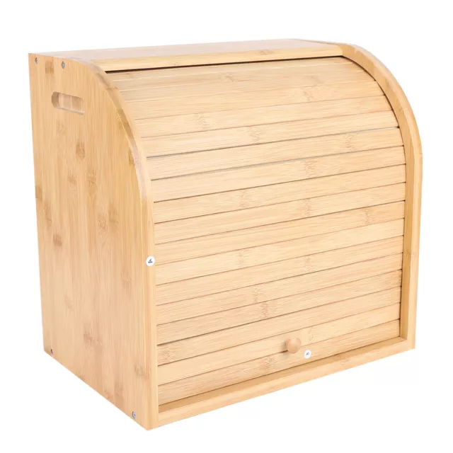 2-Layer Bread Box Bread Keeper Bamboo Wood With Lid Kitchen Storage Containers