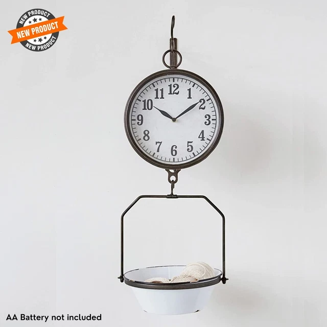 UNIQUE SCALE WALL Clock Quiet Vintage Look Farmhouse Theme Kitchen