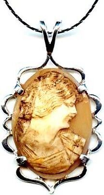 Antique Italian Cameo Sea Shell Torre Del Greco Italy Hand Carved 1850’s Silver