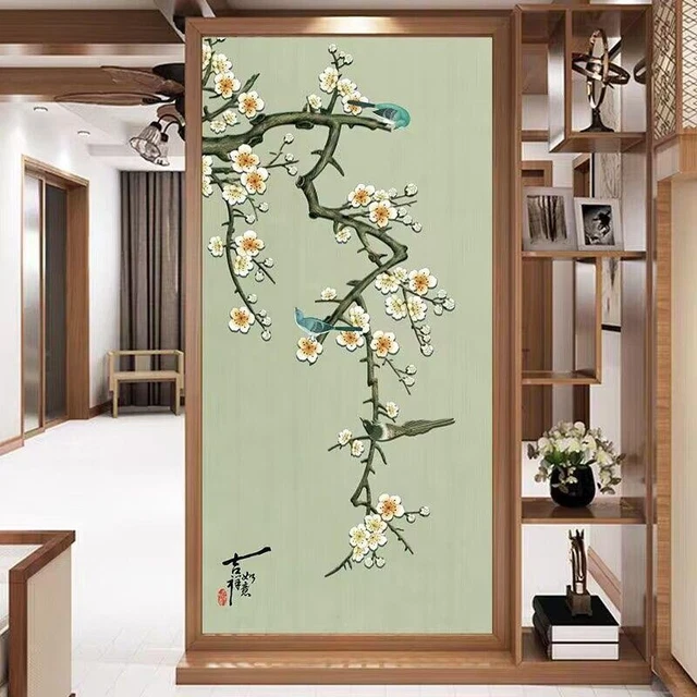 Givré Vitrail Intimité Fenêtre Films Fleur Motif Oiseau Static Autocollant Verre