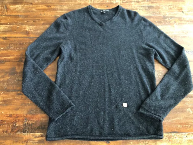 James Perse Los Angeles 100% Cashmere MOM3987 Charcoal Gray Sweater-2 Flaw