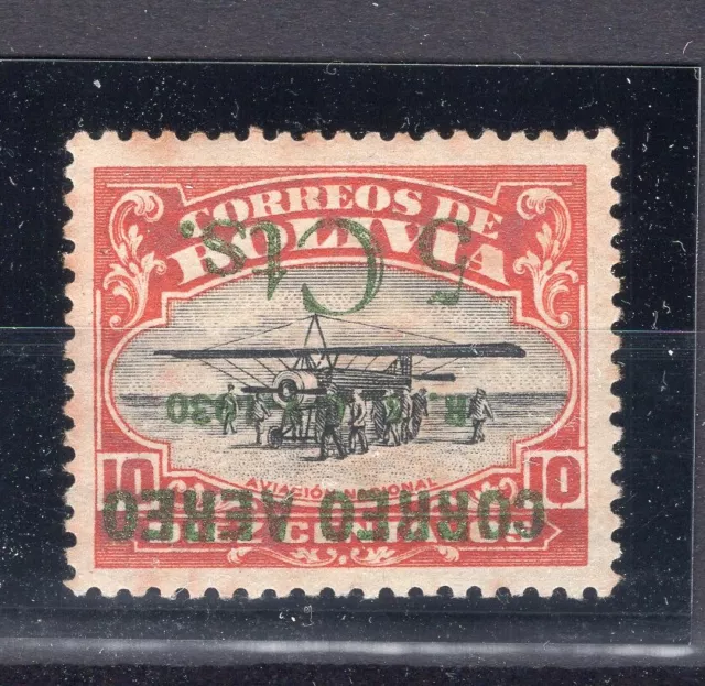 BOLIVIA 1930, MH SC#C19 a,  INVERTED GRAF ZEPPELIN OVPT