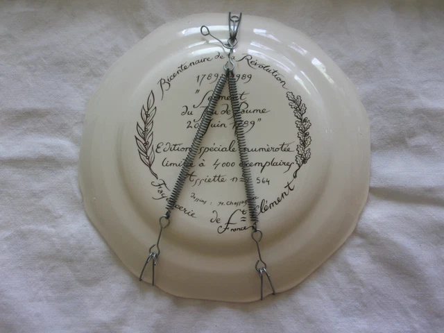 Assiette céramique Salins Bicentenaire de la Révolution édition limitée - Objets divers (11526559