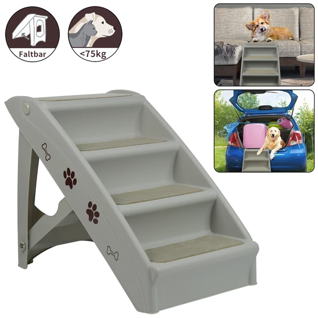 Hundetreppe Hunderampe Katzentreppe Treppen Klappbar 4 Step Haustiertreppe Grau