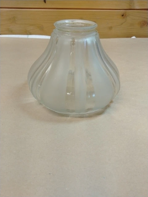 Vintage Lamp Glass Light Shade Globe Frosted  ribbed Bell  2 1/4" Fitter