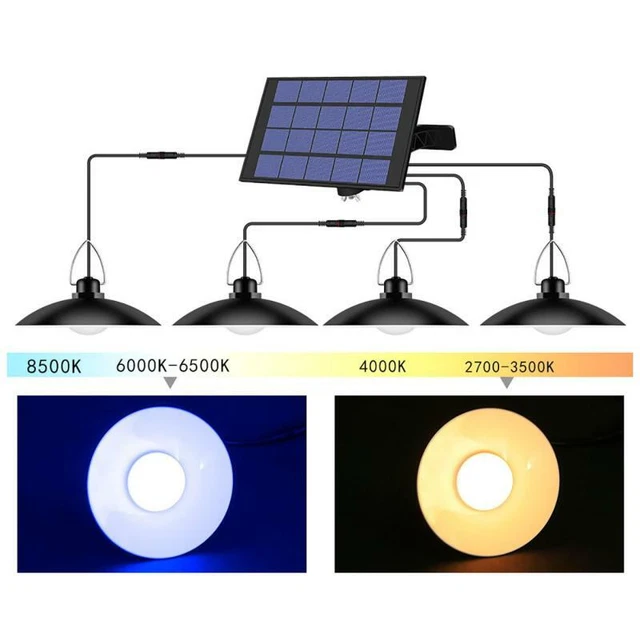LED Solar Panel Powered Pendant Hanging Light Lamp Garden Yard Shed Lighting