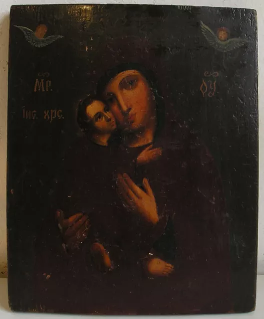 Madonna Tenerezza Antica Icona Russa XVIII-XIX secolo Russian icon
