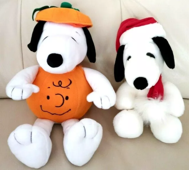 Muñecas De Peluche Snoopy Santa Y Calabaza