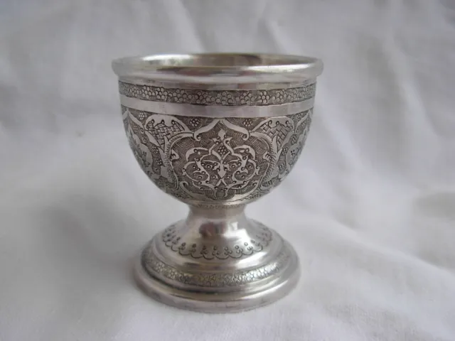 ANTIQUE PERSIAN SOLID SILVER EGG CUP,GOBLET,EARLY 20th CENTURY.
