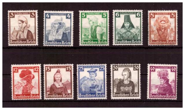 H27650 Deutsches Reich Mi. Nr. 588 - 597  Postfrisch. Mi. 596 + 597 geprüft BPP