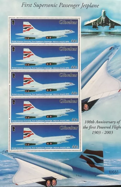 GIBRALTAR 2003- CONCORDE- 100th Anniversary First Powered Flight- 5v Mini Sheet