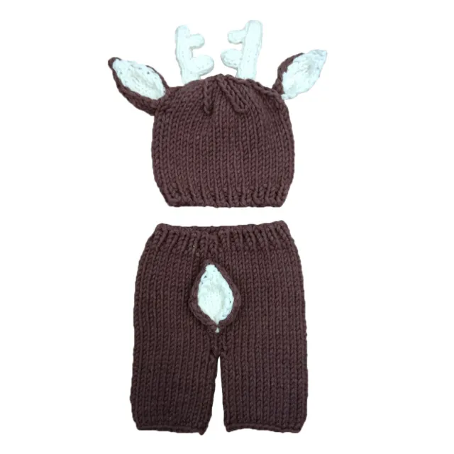 Newborn Photography Props Baby Clothes Knitted Deer Outfits 3-4 Month Infant