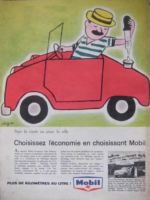 Publicité De Presse 1956 Mobil Choisissez L'économie Avec Mobil - Savignac