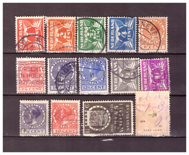 Niederlande. ab 1928 Sammlung kleines Lot Freimarken  gestempelt, Falz