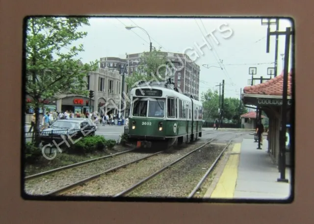 Original '90 Kodachrome Slide MBTA Boston Transit 3602 Trolley Coolidge    35K6