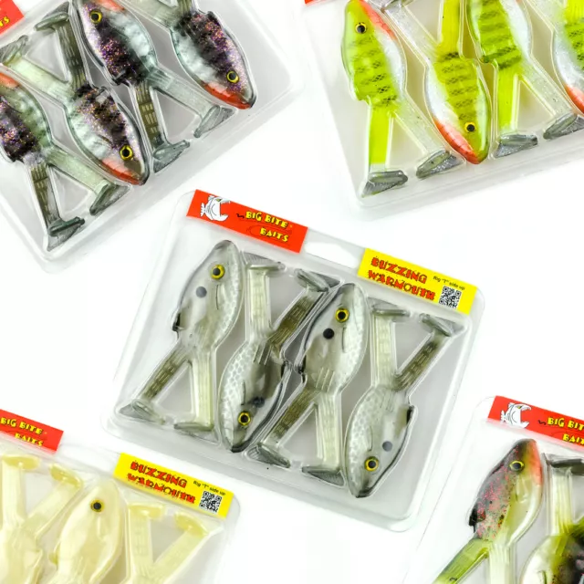BIG BITE BAITS Buzzing Warmouth T Tail Topwater Soft Plastic Bait 4 4ct -  PICK $6.48 - PicClick