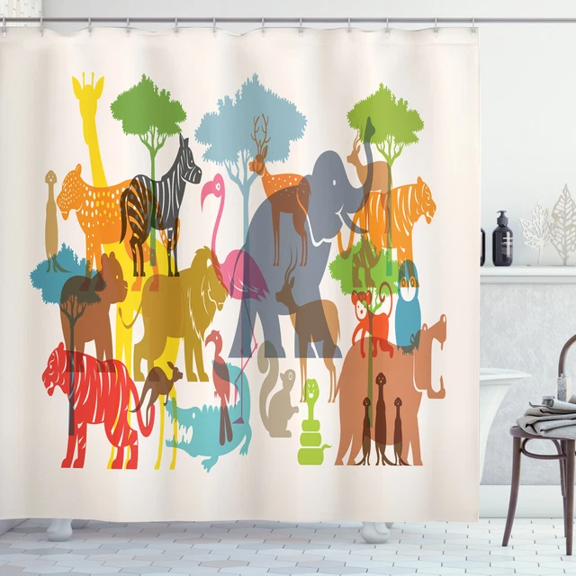 AWERT Tenda Doccia Tropicale 105x160cm - Stampa Giungla Con Foglie Di Palma, Impermeabile - Foto 7