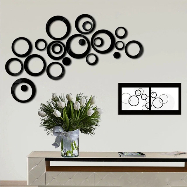 ACRYLIC TV BACKGROUND Home Decor Round Decals Mural 3D Circles Wall