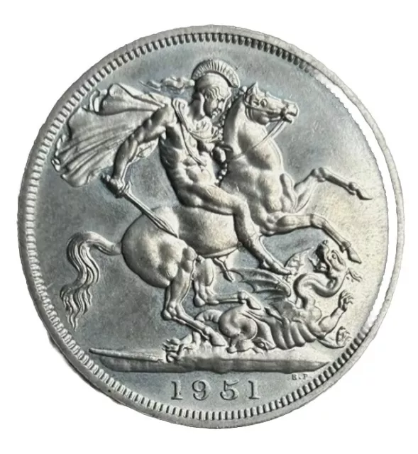 Free,1951 5 Shilling George Vi St George And The Dragon Coin A Stunning Coin