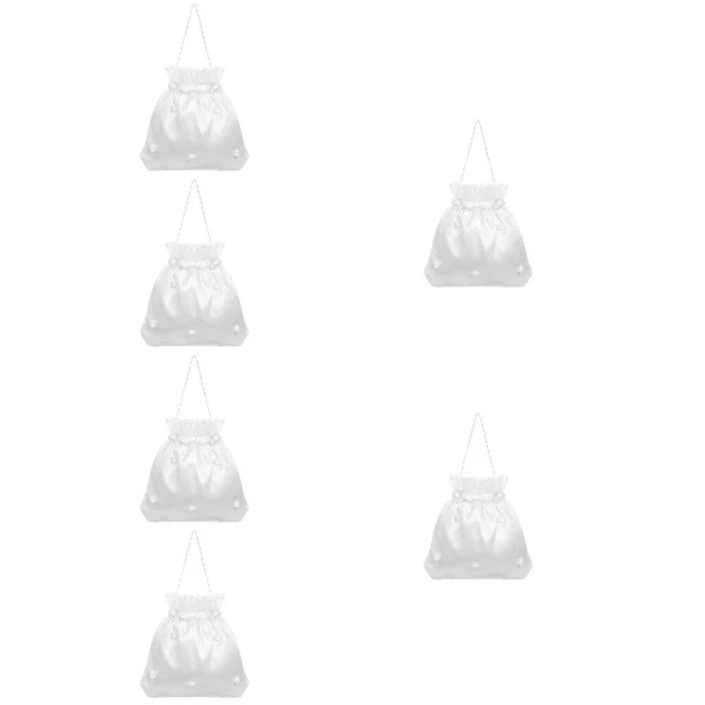 6x Dolly Bag Decorated Bridesmaid White Handbag for Party Home