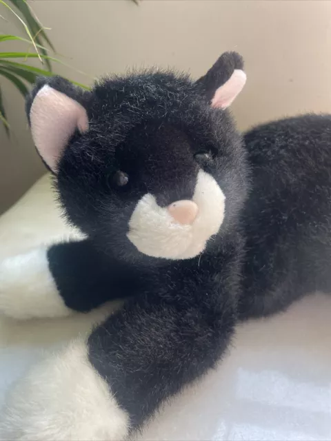 VTG First & Main “Sebastian” Black& White Tuxedo Cat Plush Stuffed Animal 11”